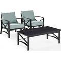Crosley 3 Piece Kaplan Outdoor Seating Set with Mist Cushion - Two Kaplan Outdoor Chairs, Coffee Table KO60012BZ-MI
